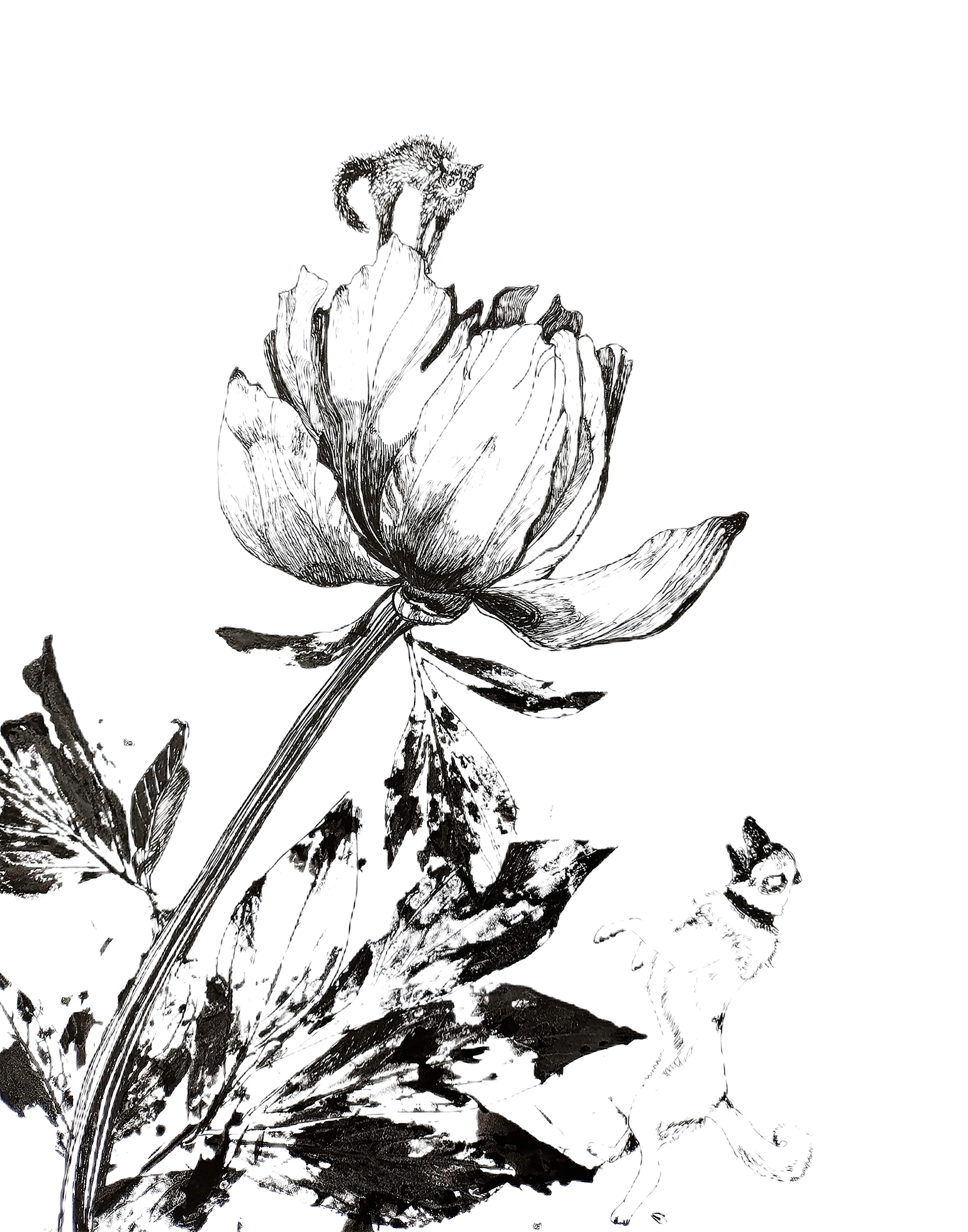 Зображення ""Врятувався"" від Viktorija Hunina, розмір: 30*40, матеріали:  Monotype, ink, liner, медіум: Графіка, місто: Kyiv , ціна: $100